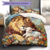 Painted Lion Pattern Bedding Quilt Set  Home Decoration  Gift (1 * duvet cover + 2 * pillowcase  without core)