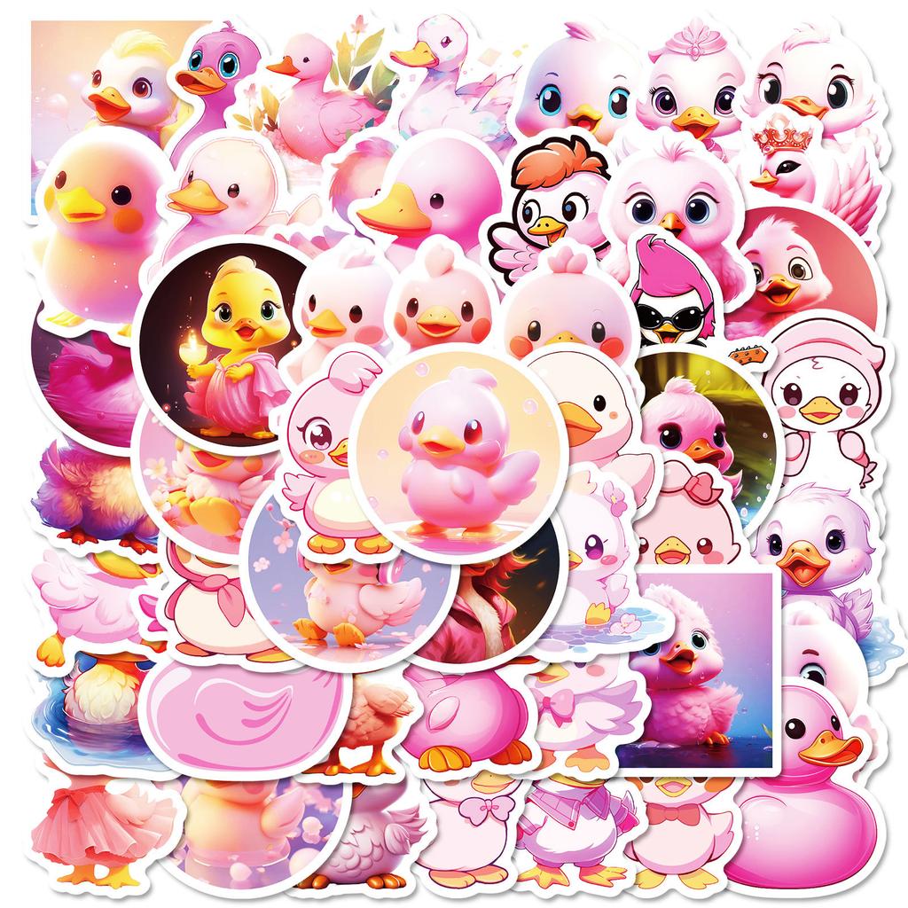 50 Pink Duck Cute Stickers Children'S Diy Notebook Skateboard Guitar Notebook Waterproof Stickers