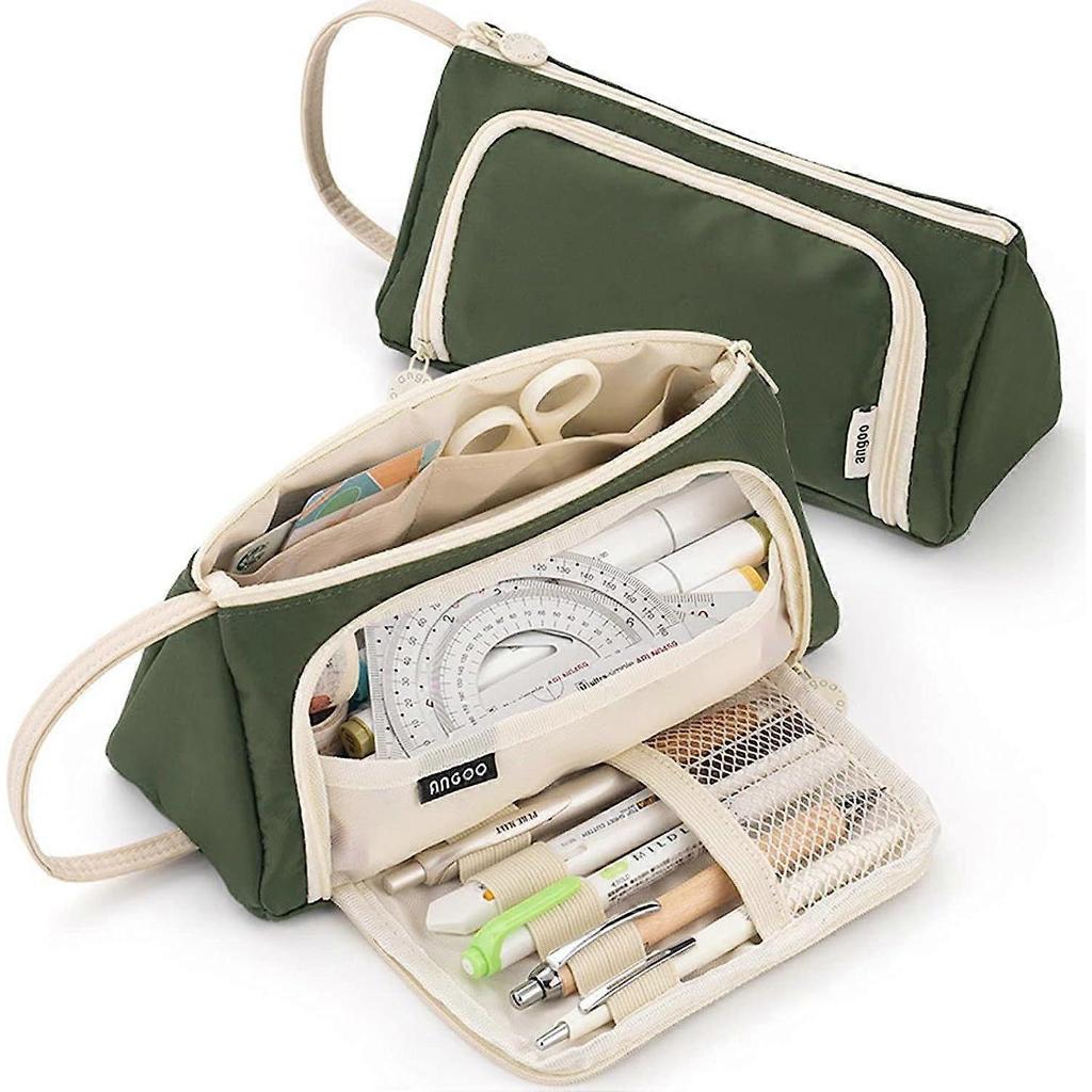 Large Capacity Pencil Case Pencil Pouch Handheld Pen Bag Cosmetic Portable Bag for Office School Teen Girl Boy (Green)