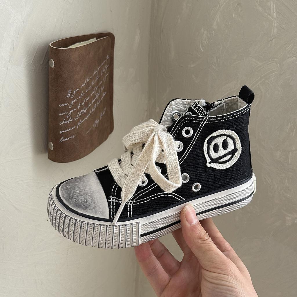 XSHX Children's Canvas Board Shoes Autumn Boys and Girls Paris Dirty Bottom Side Zipper Professional Non-slip and Stable Autumn Wenzhou