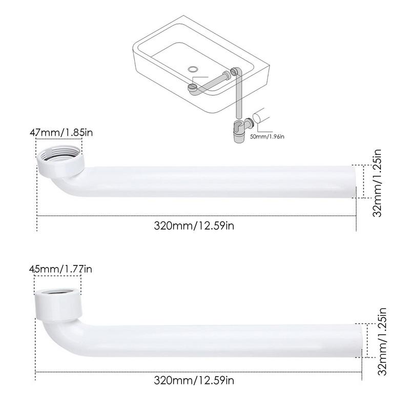 Sink Drain Pipe Anti-Clogging Drainage Pipe Adjustable P Trap Anti-Odor Sink Plumbing Space-Saving Extension Tube For Bathroom