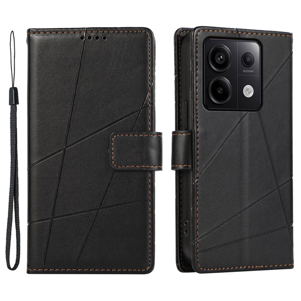 DF-06 Für Xiaomi Redmi Note 13 Pro 5G/Poco X6 5G Lederhülle Liniengeprägt Wallet Cover