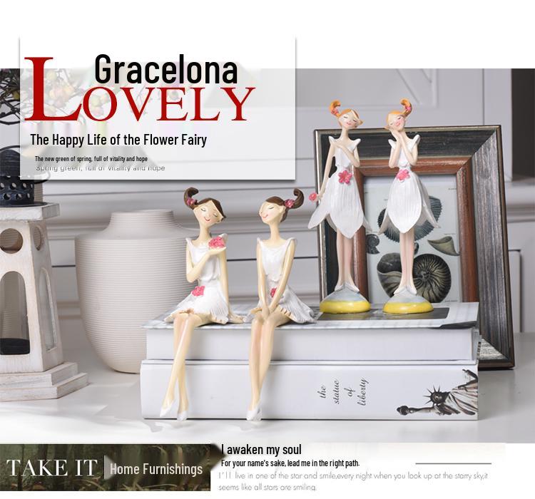 White Angel Sitting Fairy Doll - Handmade Resin Ornament for Home Decor