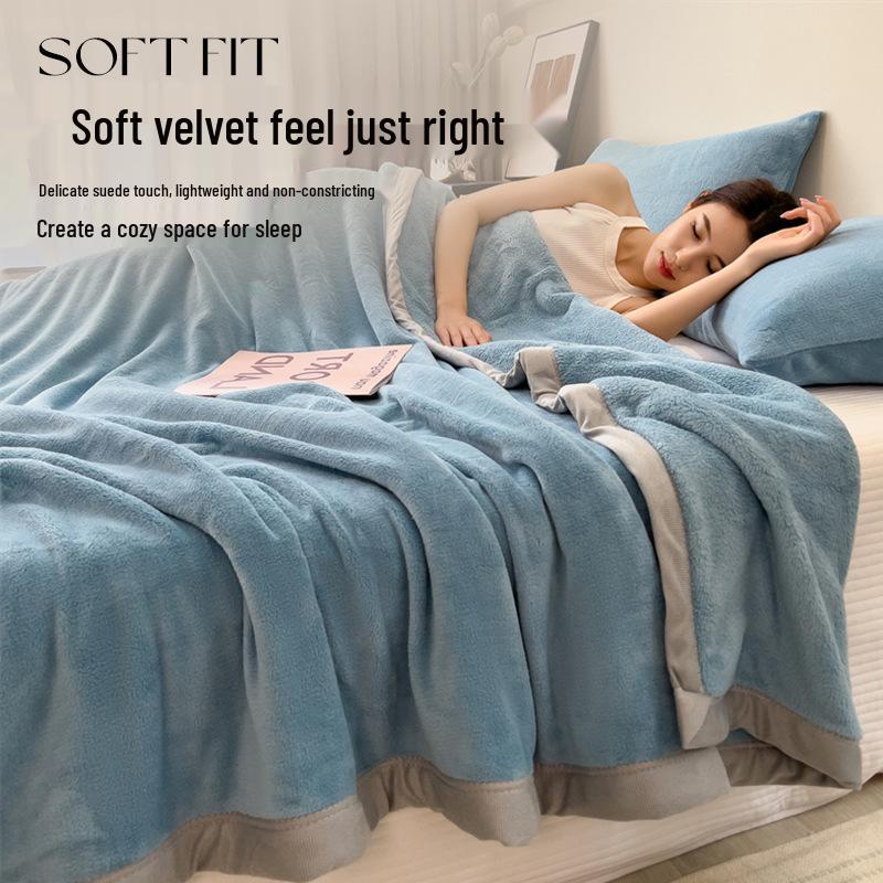 Single Piece Thickened Velvet Flannel Bed Sheet - Warm Autumn/Winter Coral Fleece Duvet Cover & Blanket