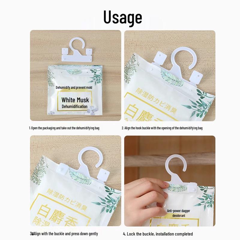 Pungă dezumidificator absorbant de umiditate agățabilă: Anti-Mucegai, Umiditate & Absorbție Apă pentru Dormitoare & Dulapuri