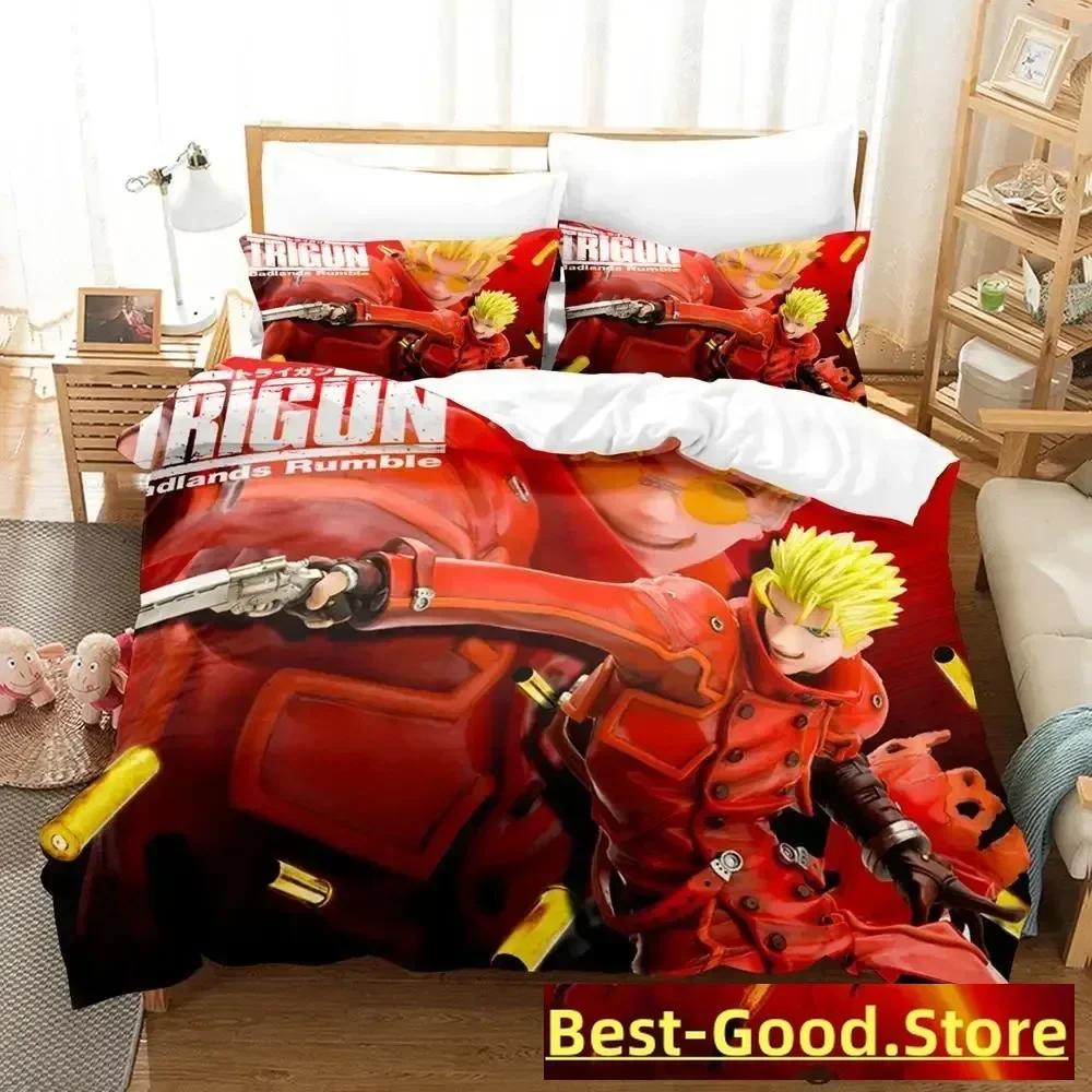TRIGUN STAMPEDE Bedding Set Single Twin Full Queen King Size Bed Set Aldult Kid Bedroom Duvetcover Sets Anime parure de lit Bed