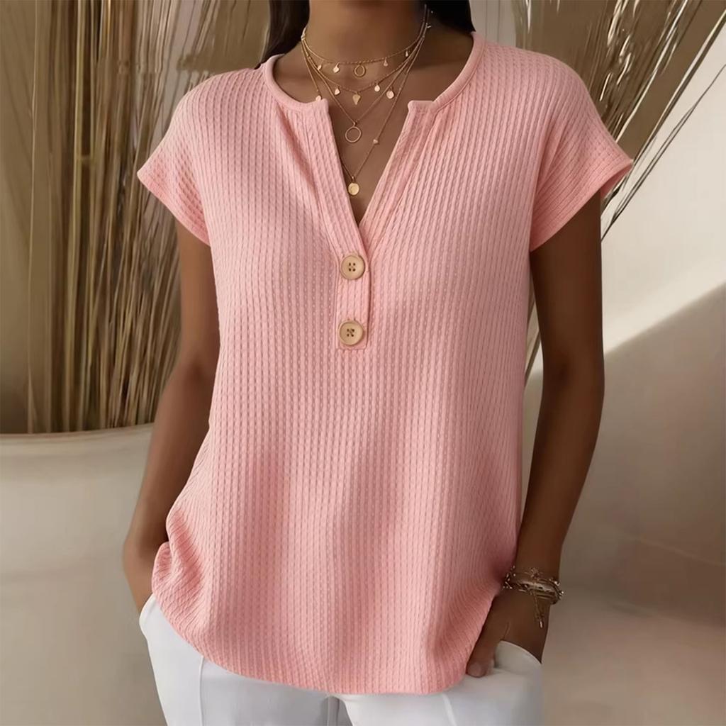 Ladies' Casual Loose And Fashionable Short Sleeved Pullover Top
