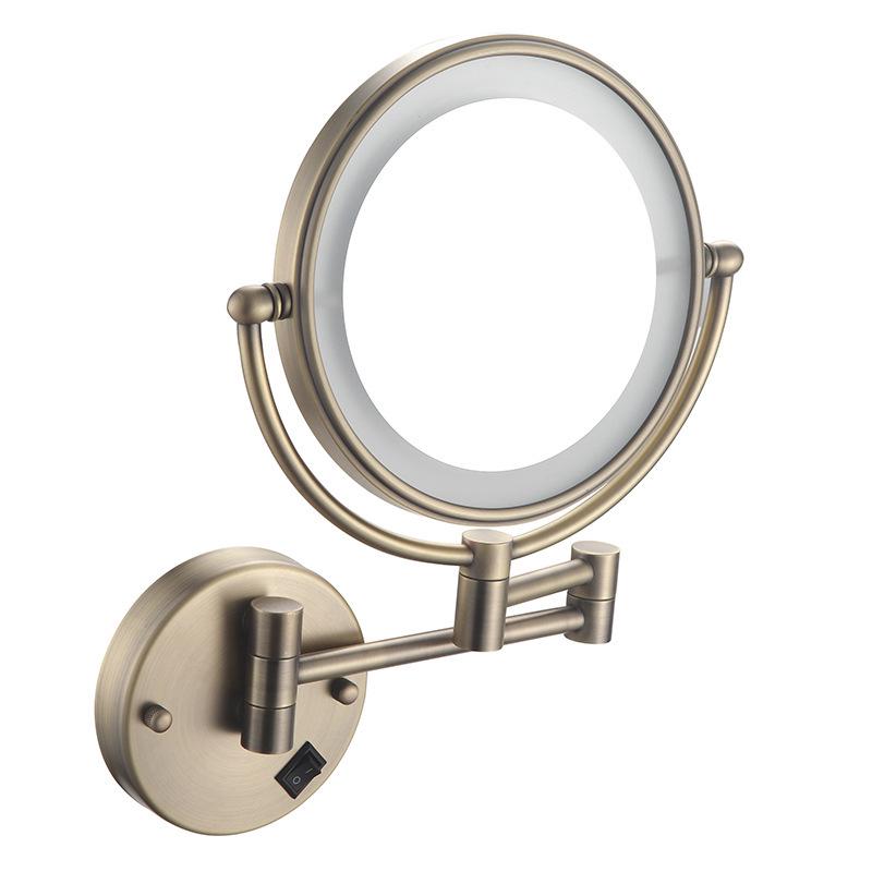 LED Bathroom Vanity Mirror with Folding Makeup Light - Wall-Mounted for Home & Hotel Use