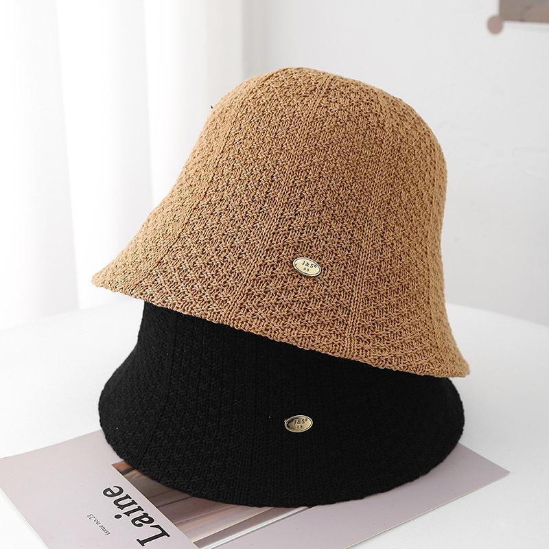 Women's Knitted Bucket Sun Hat Breathable Hollow Out Design For Summer Beach & Travel Simple