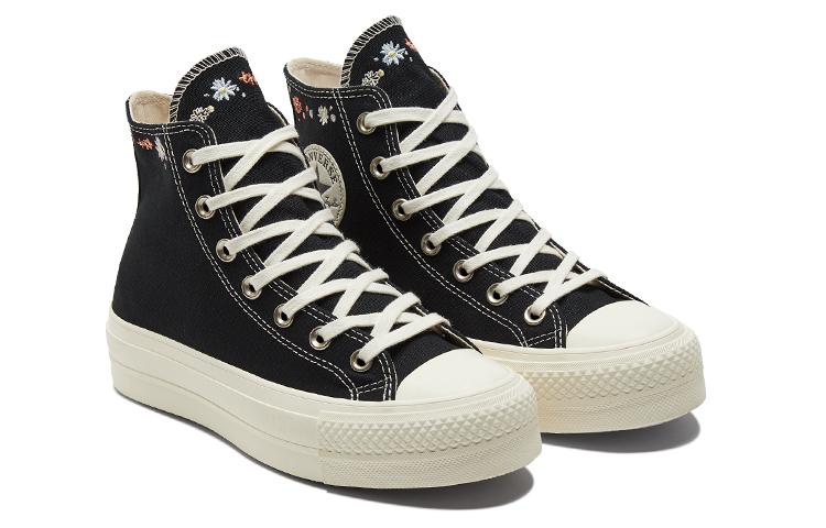 Chuck Taylor All Star Wmns Converse Lift Platform High 'Embroidered Floral - Black' Women's A01592C