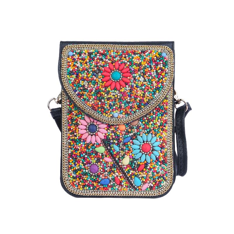 

Винтажная сумка через плечо в этническом стиле Синьцзяна из бисера для мобильных телефонов