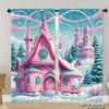 Piece Set High Definition Digital Printed Curtainschristmassantaredhollyflowersribbonhome Decoration Style Curtains Made Of Polyester