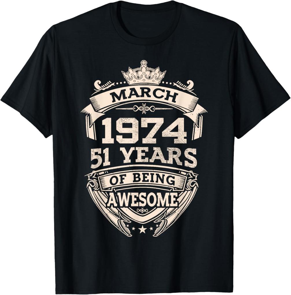 51 Years Old Gifts Men Vintage Made in 1974 51th Birthday T-Shirt Custom Printed Graphic T Shirts Graphic T Shirts Camiseta