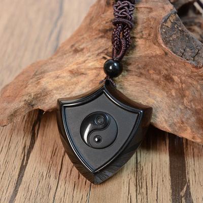 Collana Ciondolo Tai Chi Yin Yang in Ossidiana - Scudo Bagua di Cristallo Protettivo
