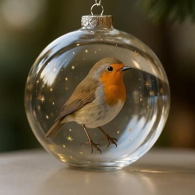 Bird Christmas Ball Ornament Shatterproof Plastic Clear Ball Ornament with Lifelike Birds Holiday Hanging Baubles for Xmas Tree Decor