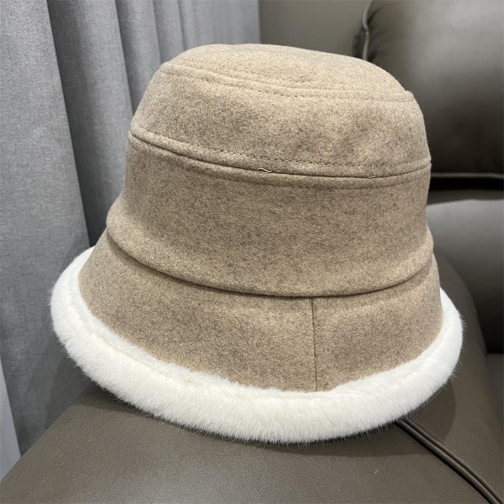 

Простая панама с плюшевой отделкой, женская зимняя, трендовая, утолщенная, теплая, с защитой ушей, шляпа-ведро, новая универсальная шляпа Adult average size