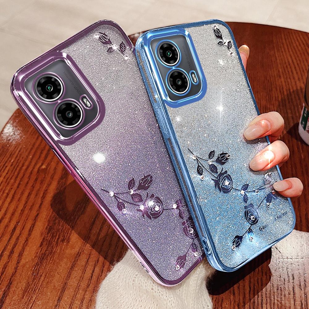 KADEM Für Motorola Moto G85 5G/S50 Neo 5G Hülle Blume TPU Flexibel Farbverlauf Handyhülle