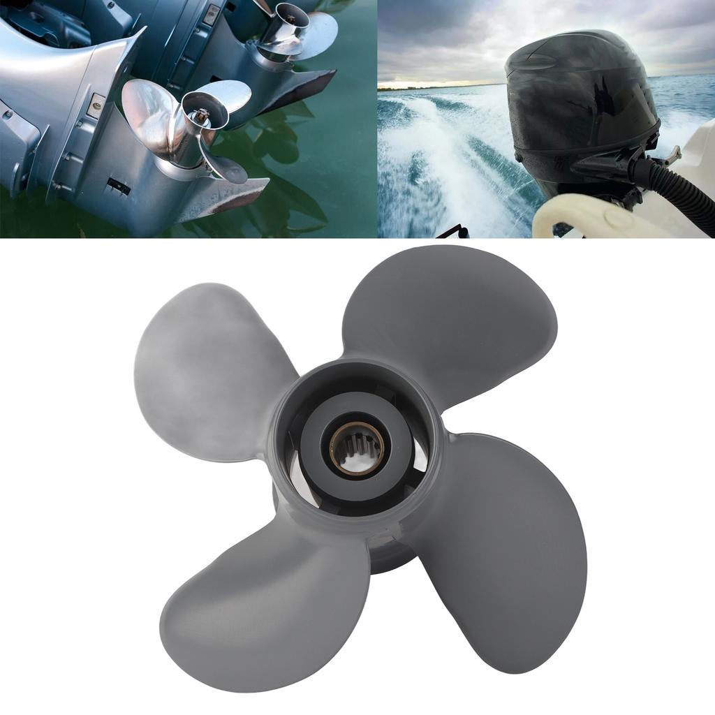 Außenborder-Propeller Hoher Schub 4 Blätter 13 Zähne Aluminiumlegierung Passend für 35-60 PS Motor