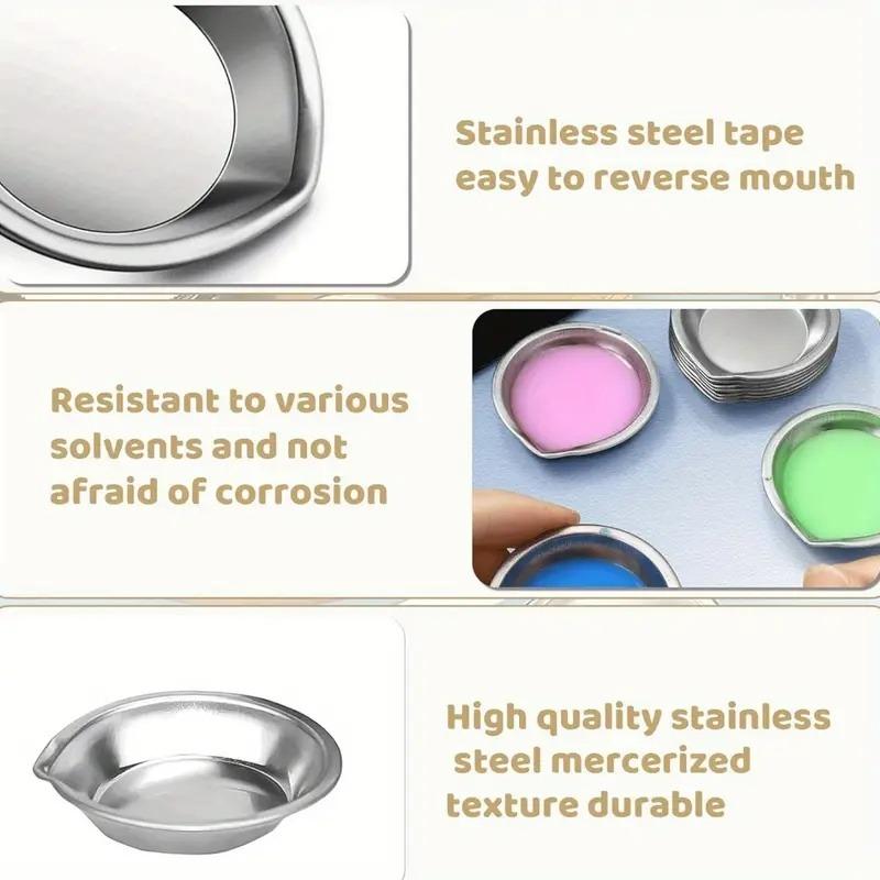 12 Stück Make-up-Palette Edelstahl Kleine Runde Farbpalette Künstler Wasserfarben Farbmischpalette Tablett Für Künstler