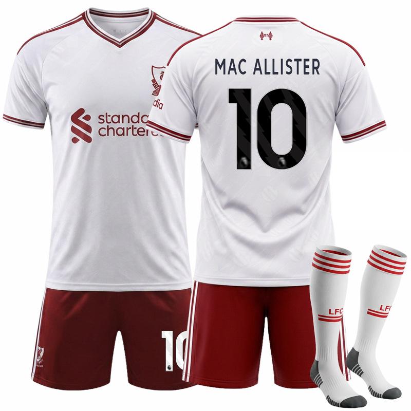 2627 Camiseta del Ejército Rojo Club Nº. 11 Uniforme de Equipo Salah para Niños Liverpool Visitante Blanco Traje de Uniforme de Fútbol