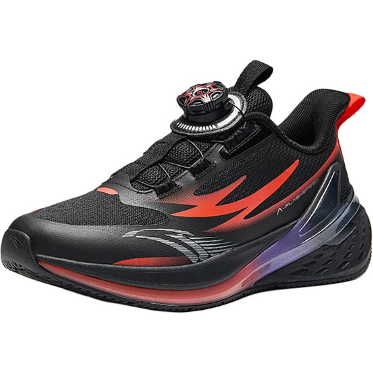 Anta Kids Bow Speed Mesh Fashion Lightweight Shock Absorption Low Top Running Shoes Kids Running Shoes Black Orange 312445501-4