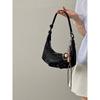 IELGY Ladies Underarm Bag All-Match Lazy Style Black Portable Croissant Bag