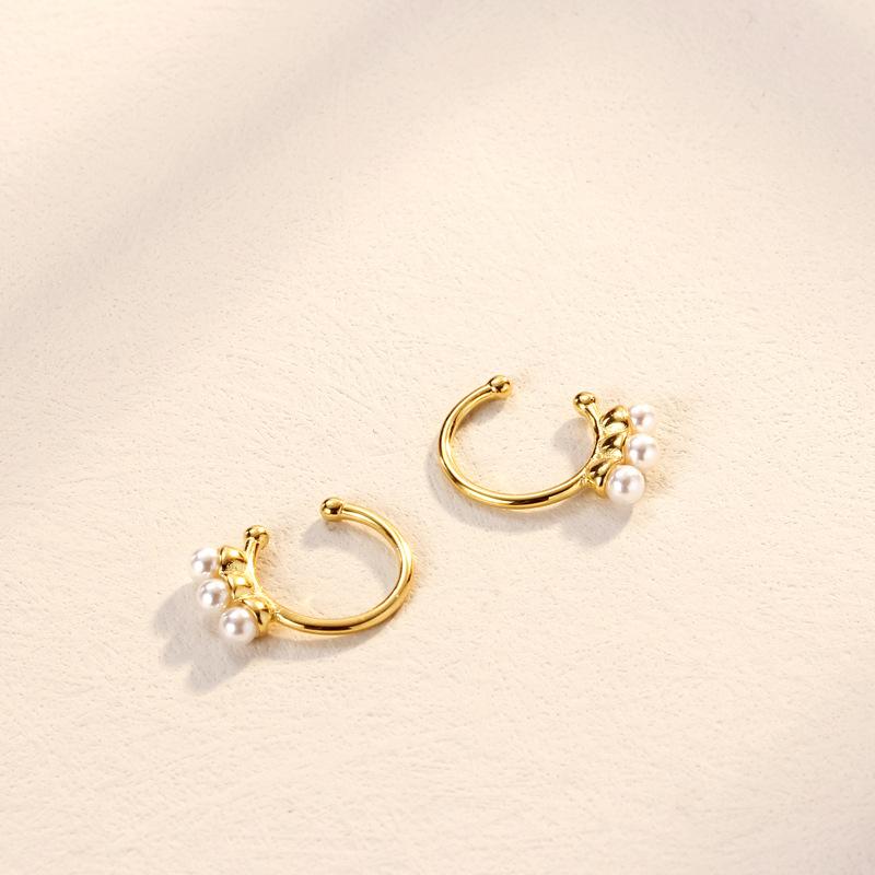 Premium Zircon Pearl Earrings Without Earrings, Women's Simple and Cold Wind Earbone Clips, Korean Personalized Earrings.