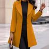 Women Woolen Turn Down Collar Solid Color Single Breasted Slim Fit Thermal Long Sleeve Jacket Coat for Women Commuting Dating Spring
