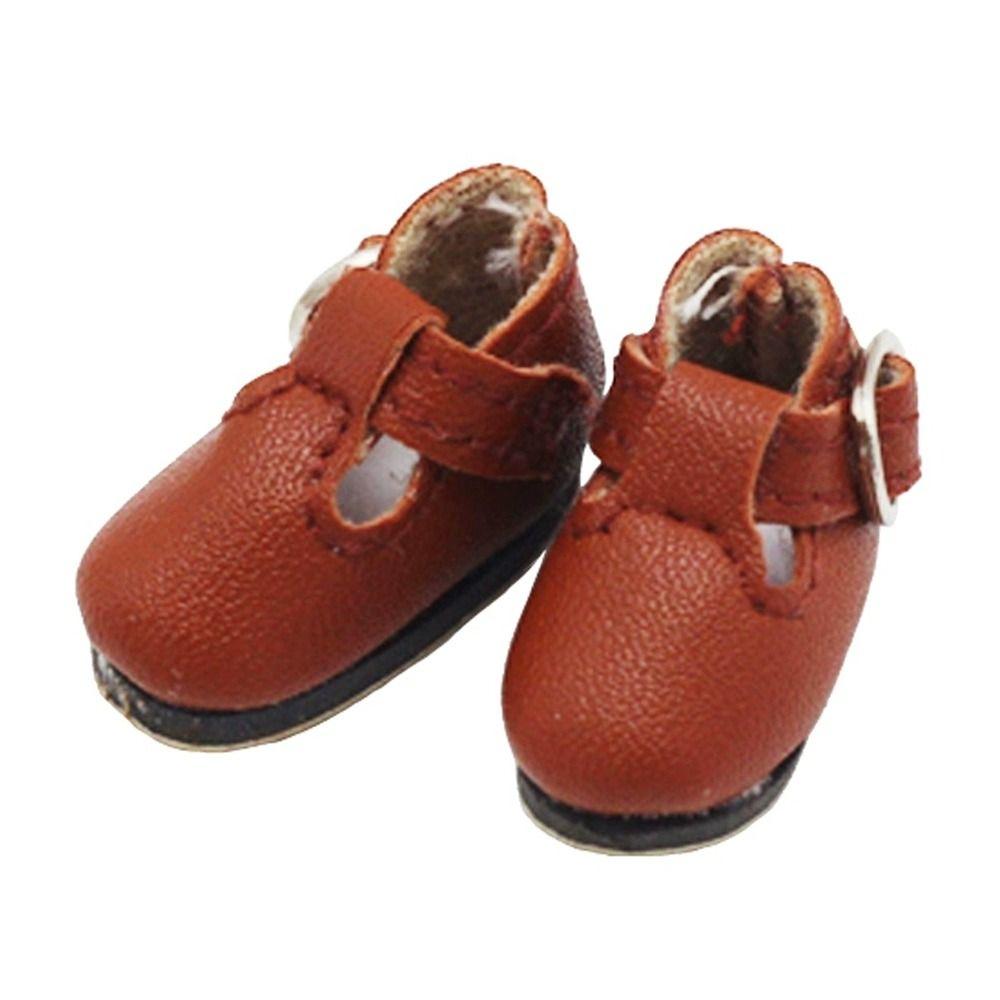 2.8cm * 1.2cm BJD Doll Shoes Mini Size T-shaped Button Doll Princess Shoes PU Leather Fashion Design Doll Boots Blythes Doll