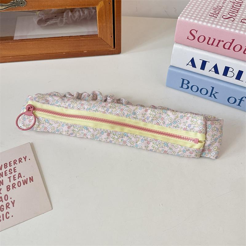 Krémový květinový vysoce hodnotný velkokapacitní penál studentský úložný vak na psací potřeby studentský školní penál