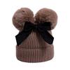 Double Ball Bow Cross-border Preferred Baby Hat Yarn Children's Hat Thickened Baby Hat Children's Knitted Hat