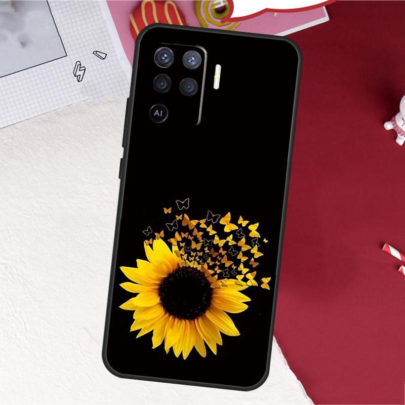 Beauty Yellow Sunflower Case For Oppo A17 A57 A77 A74 A54 A94 A78 A98 A18 A60 A80 A40 A38 A58 A96 A76 A16 A15 A5 Pro