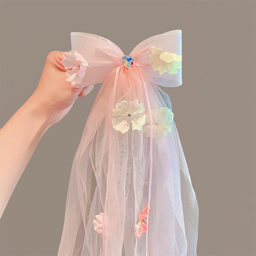 Wedding Tulle Wreath Flower Girls Princess Headwear New Bow Garland Veils  for Kids