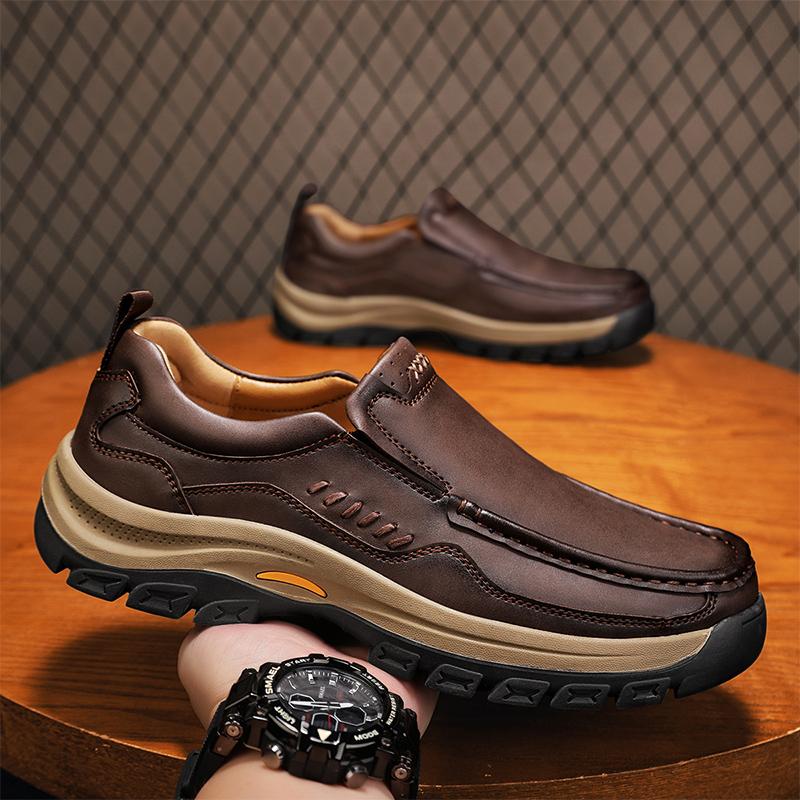 Fashion Fashion Outdoor Lazy Loafers Genuine Leather Mens Shoes Stylish Summer Driving Flats Elegantes Men's Casual Shoes Slip On Shoes