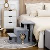 Adjustable Cat Steps, with House & Hanging Toy Ball - Grey