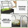 Raised Planter with Flip-Up Greenhouse Cover, Metal Raised Garden Bed On Legs with Drainage Hole, Black