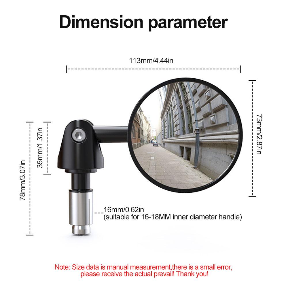 2pcs Universal Bicycle Mirror Handlebar Rearview Mirror  7/8" Handle Bar End Foldable Motorbike Side