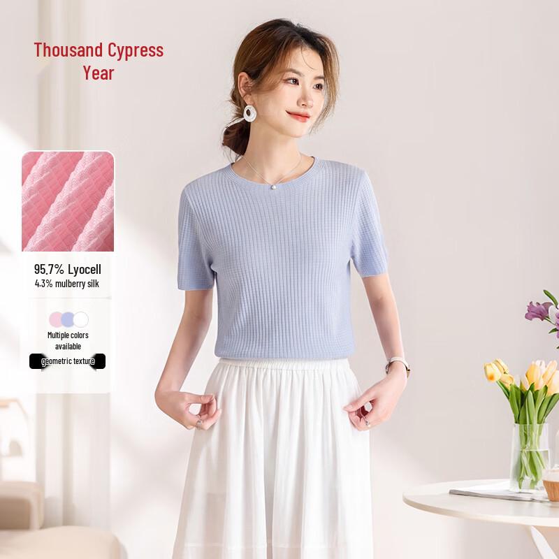 Chic Lyocell Silk Blend Short Sleeve Knit T-Shirt XL