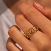 Anelli in Acciaio Inossidabile Geometrici Vuoti Fiori Irregolari Anello Aperto Senso del Design Minimalista Anello Per Donne Zircone Banchetto Regalo