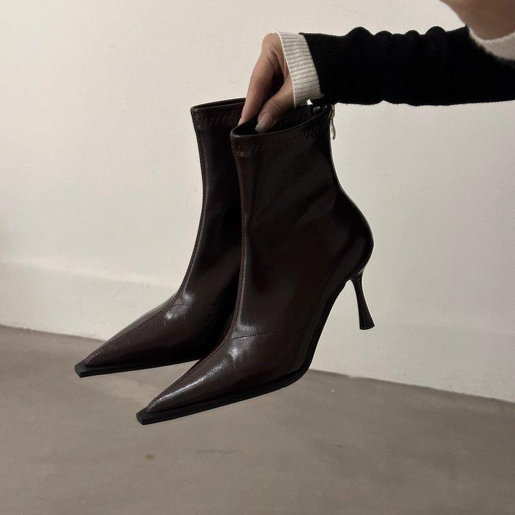 

Короткие заостренные сапоги женские осень и зима 2024 новые сапоги короткие сапоги из флиса нишевые тонкие женские сапоги сапоги на тонком каблуке сапоги на высоком каблуке 40 коричневый