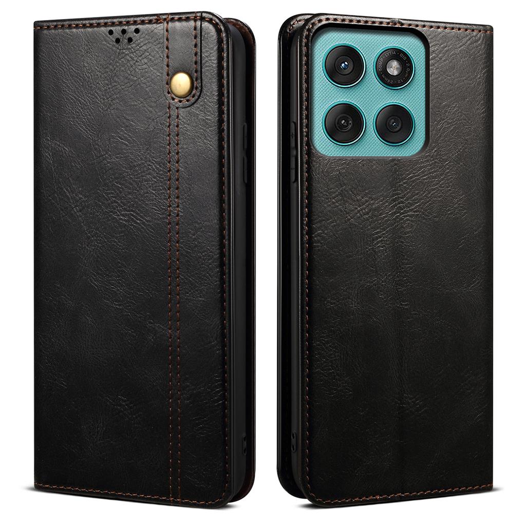 Für Motorola Moto G56 5G Hülle Crazy Horse Textur Wachsleder Brieftasche Ständer Handyhülle