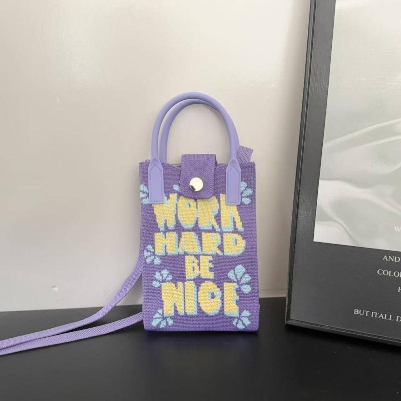 Spring New Mobile Phone Bag Flying Woven Bag Casual Women's Bag Bright Bear Versatile Knitted Bag Dopamine Small