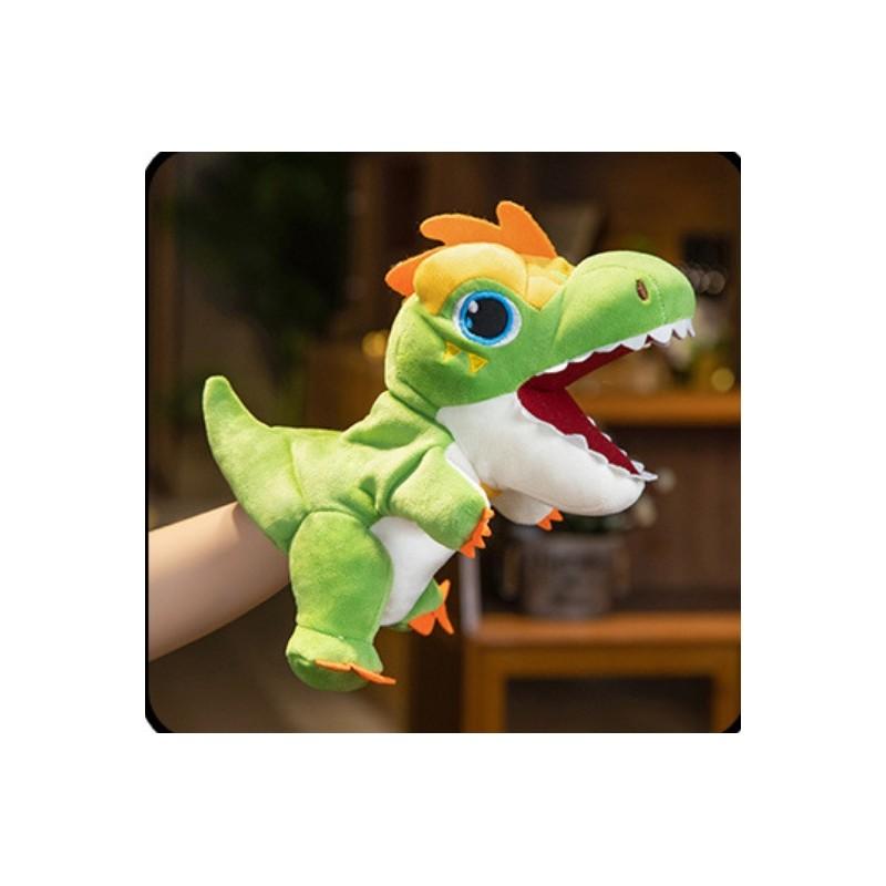 Adorable Plush Tyrannosaurus Rex Hand Puppet Soft Toy For Kids In Green And Red