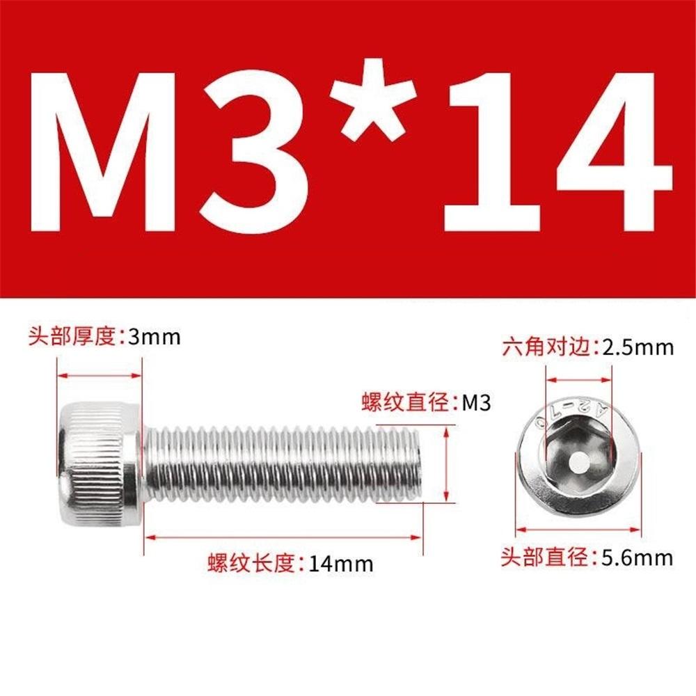 50 Pcs M3 x 8 mm hexagon socket screws, 304 stainless steel hexagon socket drive machine screws