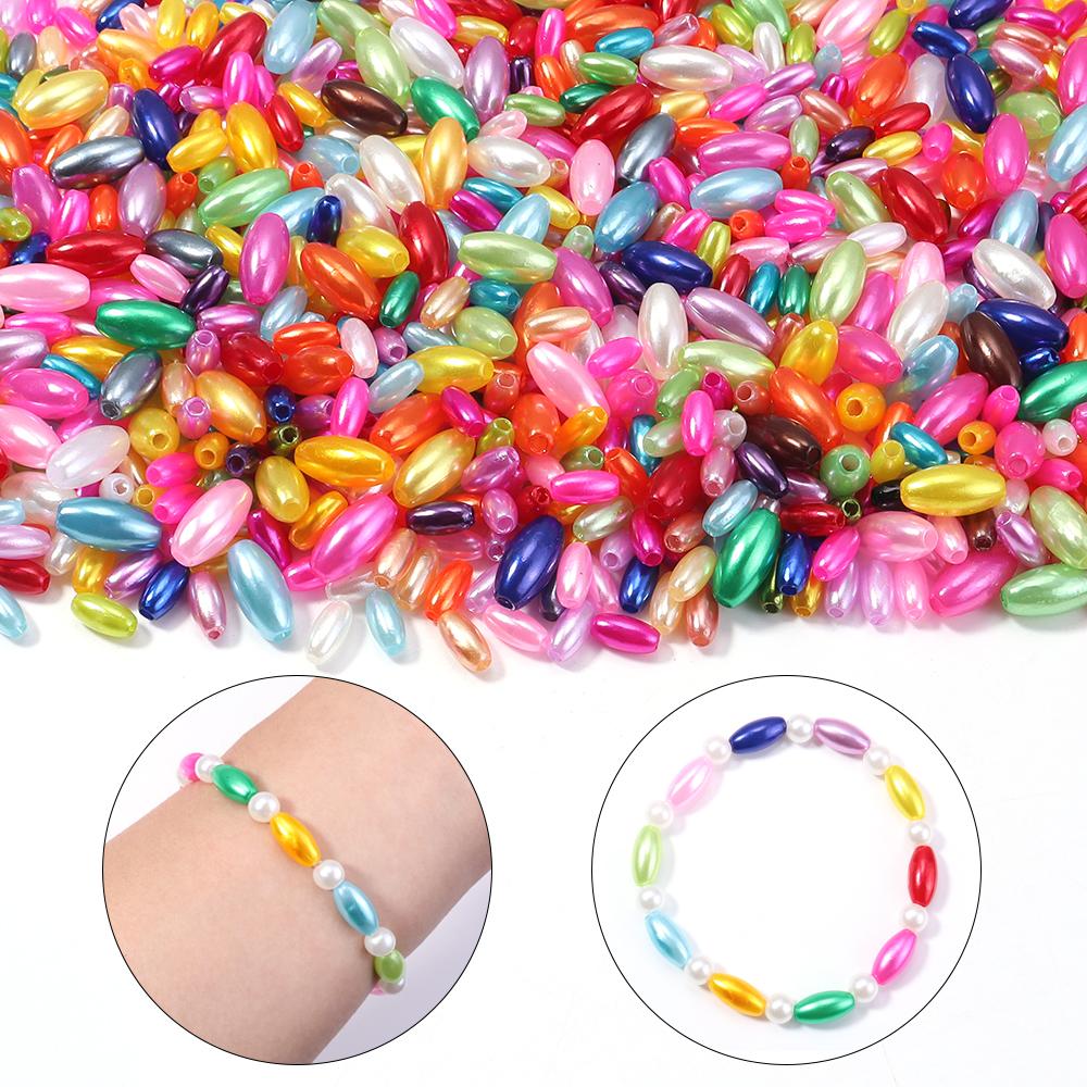 100-200 Stück Wassertropfenform ABS Imitation Perlen Bunt Oval Reis Lose Perlen Für DIY Schmuckherstellung Armband Halskette
