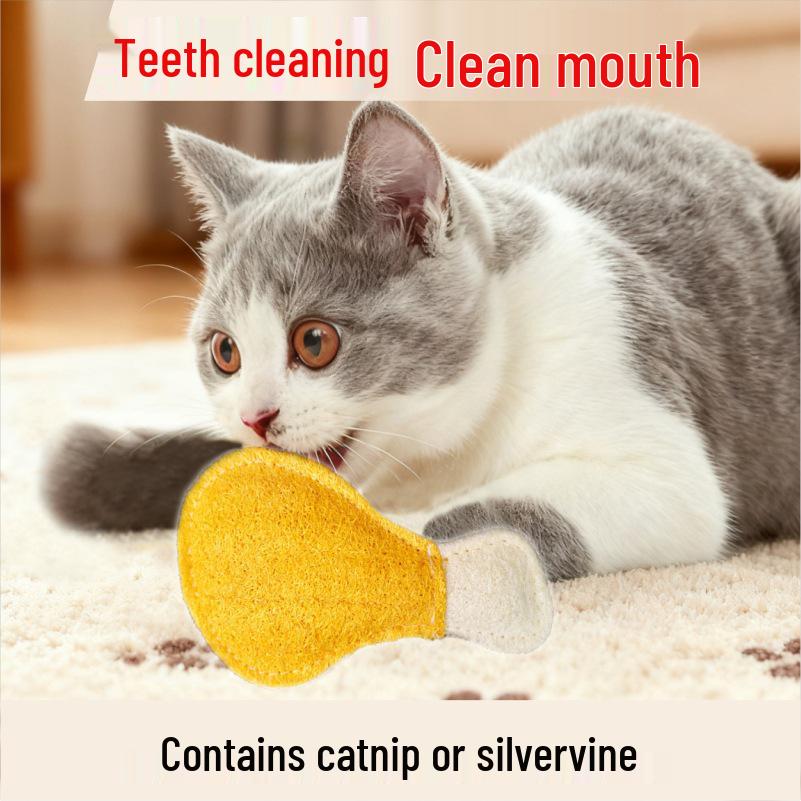Loofah Catnip Teething Toy for Cats and Dogs - Durable, Odorless Chewing and Teasing Stick