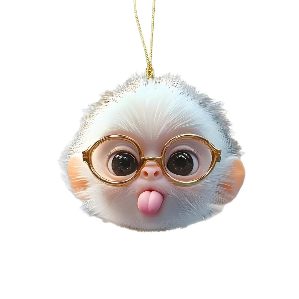 Cute Spectacled Monkey Acrylic Ornament for Rearview Mirror, Keychain, or Backpack Pendant