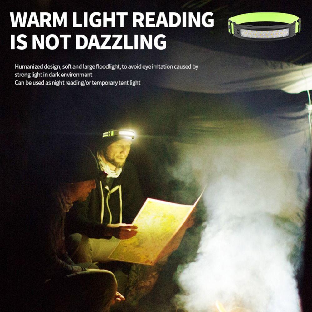 6 Lighting Modes COB LED Headlamp Waterproof USB Rechargeable Head Lamp Sensor Headlight Fishing