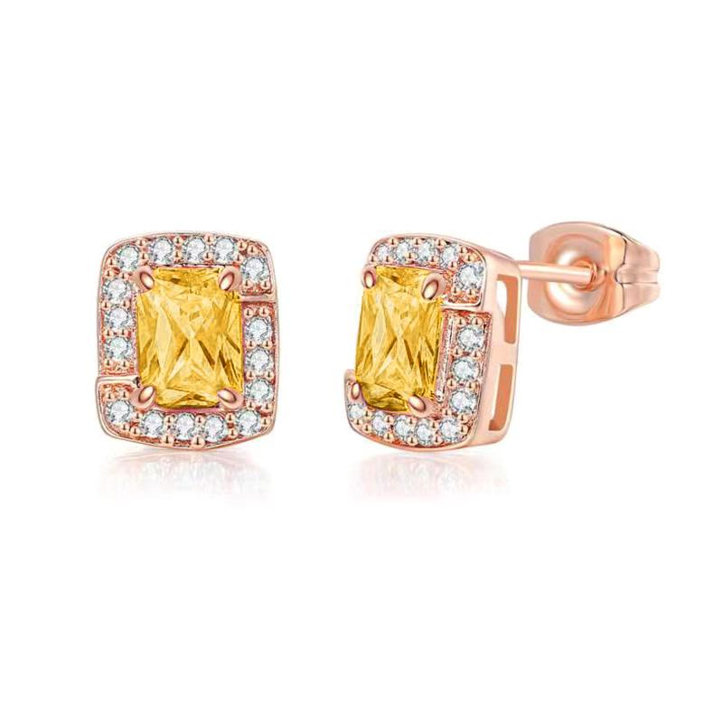 

Colorful Crystal Stud Earrings for Women Luxury Imitation Gemstone Heart Geometric Zirconia Cartilage Earings Wedding Jewelry