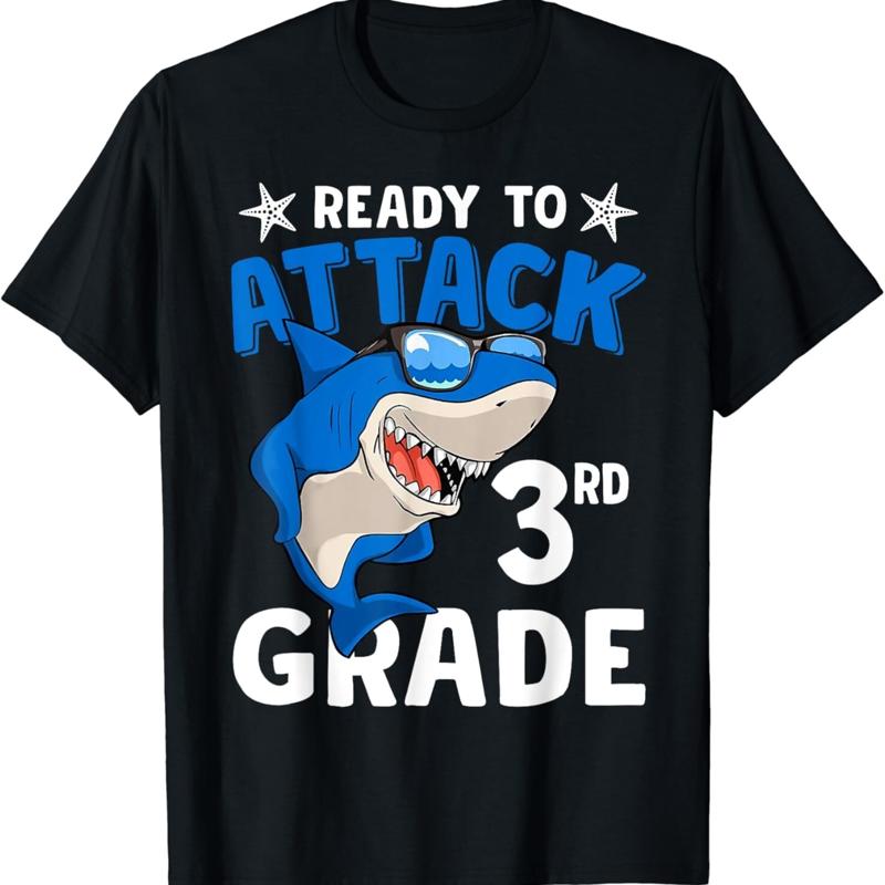 

Ready To Attack 3rd Grade Boys Back School T Shirt - Men s Summer Cotton Graphic Tee S разноцветный